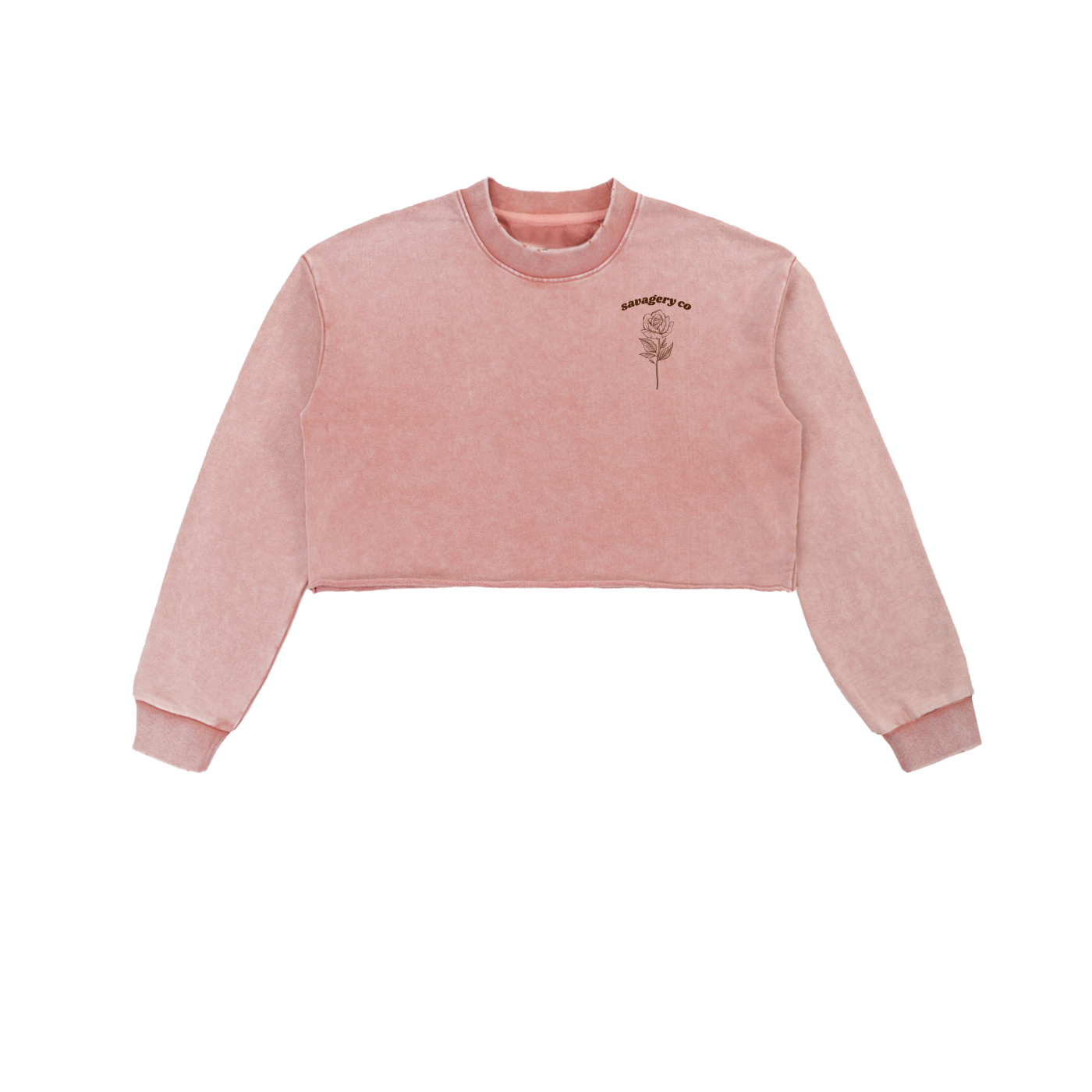 Snow Washed Raw Edge Cropped Sweatshirt