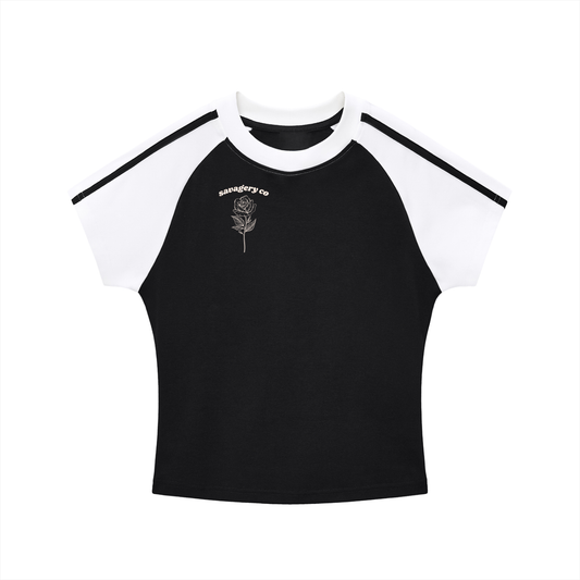 Contrast Stripes Bodycon Raglan  Sleeve T-Shirt